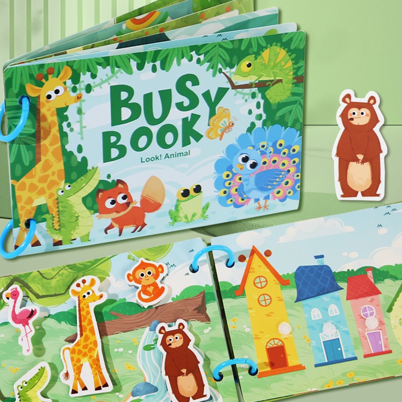 Children'S Educational Early Education Enlightenment Cartoon Paste Quiet Book Sticker Material Bag Flip Book Suit Busy Book - Image 3